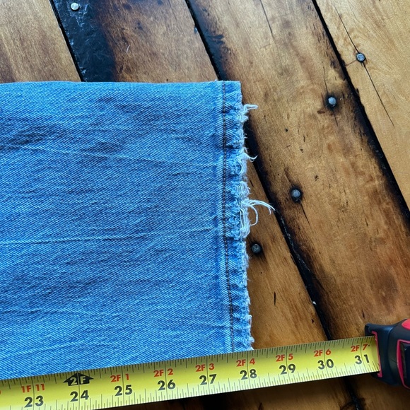 Abercrombie & Fitch 27/4S The 90’s Straight Ultra High Rise Jeans Ripped Blue - Picture 11 of 13